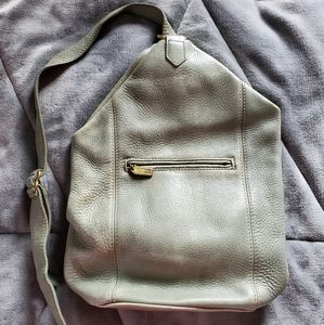 Large Grey Leather COACH Sling Bag
